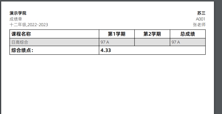 成绩单